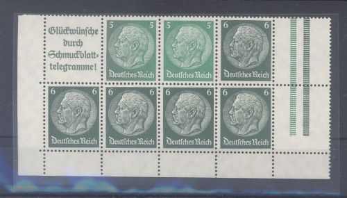 Dt. Reich, Heftchenblatt Michel Nummer 99.2 B Hindenburg 1940-41 **
