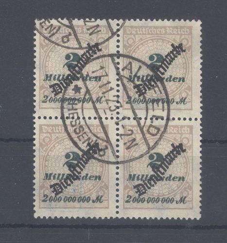 Dt. Reich Dienst, Viererblock Mi.Nr. 84, 2 Mrd, gestempelt , geprüft