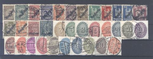 Dt. Reich Dienst Michel Nummer 99-131 aus 1923-33 gestempelt