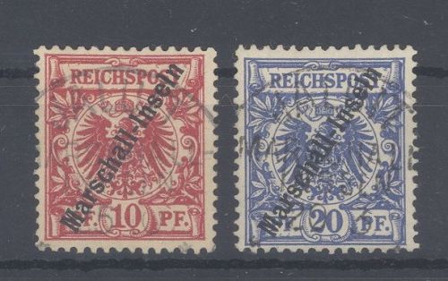 Dt. Kolonien Marshall Inseln Michel Nr. 3-4 I aus 1899-1900 gestempelt