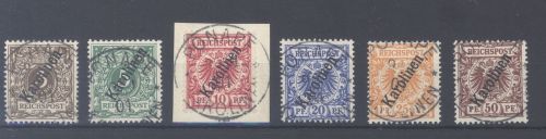 Dt. Kolonien Karolinen Michel Nr. 1-6 II, Freimarken 1900 gestempelt