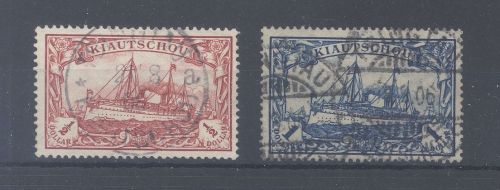 Dt. Kolonien Kiautschou Michel Nummer 24-25 aus 1905 gestempelt