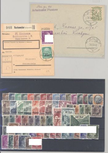 Dt. Bes. 2. WK, gestempelter Posten auf 3 Steckkarten und 2 Belegen