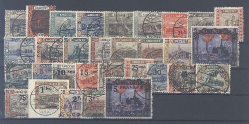 Saargebiet Michel Nummer 53-69 und 70-83 aus 1921 gestempelt