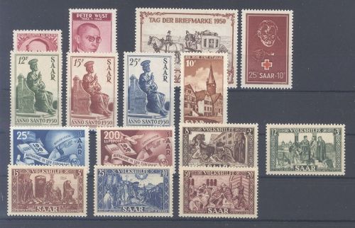 Saarland Michel Nummer 289-303 Jahrgang 1950 */**