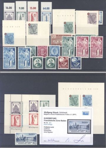 Franz. Zone Baden Michel Nummer 38-57, Jahrgang 1949 **