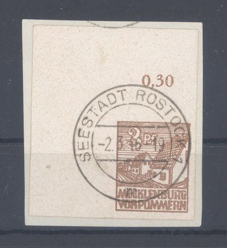 SBZ Michel Nummer 29 V, 3 Pfg. 1946 mit PF V auf Briefstück, gp. BPP