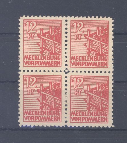 SBZ Michel Nummer 36zb, 12 Pfg. 1946 als ** Viererblock, geprüft BPP