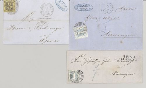 Thurn & Taxis, 3 Briefe mit verschiedenen Frankaturen als Posten