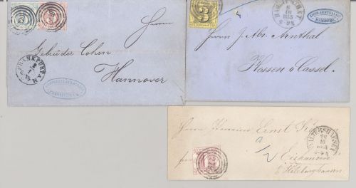 Thurn & Taxis, 3 Briefe mit verschiedenen Frankaturen als Posten