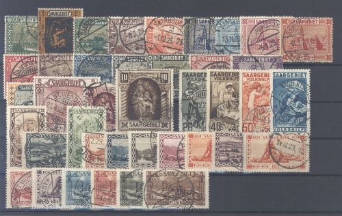 Saargebiet Michel Nummer 84-121, Freimarken 1922-26 gestempelt