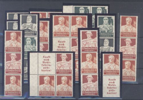 Dt. Reich, ** Posten Zusammendrucke aus Nothilfe 1934 auf Steckkarte
