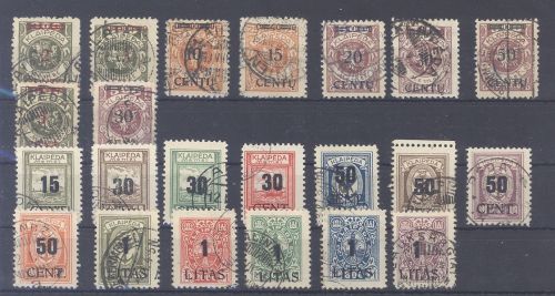 Memel Lit. Besetzung, gestempelter Posten aus 1923 auf Steckkarte