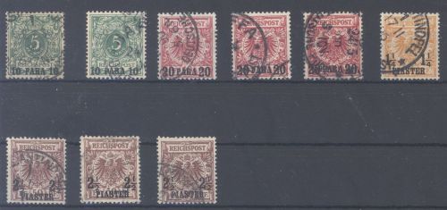 Deutsche Post Türkei, gestempelter Posten Farben Mi.Nr. 6-10, gp. BPP