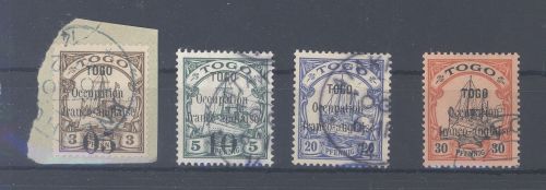 Dt. Kolonien Togo Franz. Besetzung Michel Nummer 1-3, 5 gestempelt