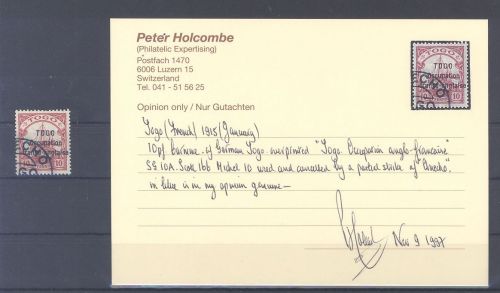 Dt. Kolonien Togo Franz. Besetzung Michel Nr. 10 gestempelt, Befund