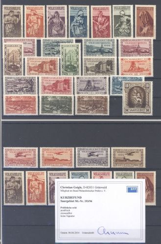 Saargebiet Michel Nummer 171-205, Jahrgang 1934 **