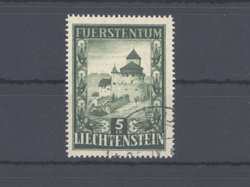 Liechtenstein Michel Nummer 309, 5 Fr. Schloss Vaduz 1952 gestempelt