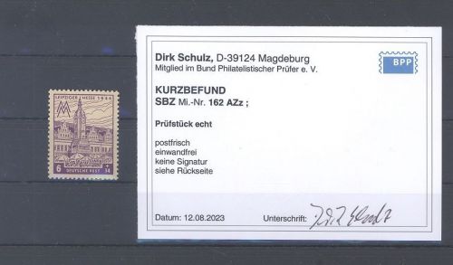 SBZ Michel Nummer 162 A Z z, 6 Pfg. Leipziger Messe **, Befund BPP