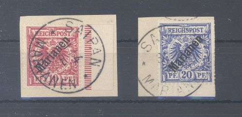 Dt. Kolonien Marianen Michel Nummer 3-4 I auf Briefstücken