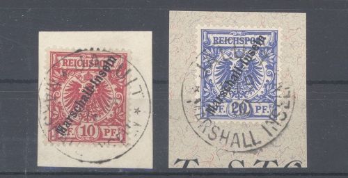 Dt. Kolonien Marshall Inseln Michel Nummer 3-4 II auf Briefstücken