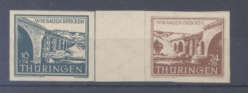SBZ, Thüringen Zusammendruck W Zd 2cyy dünnes Papier **, gp. BPP