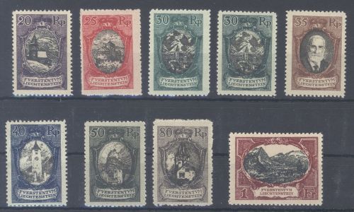 Liechtenstein Michel Nummer 53-60, Freimarken 1921 ungebraucht *