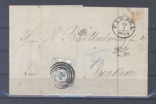 Thurn & Taxis, Brief 1 Sgr. EF, Stempel rückseitig fehlende Monatsziffer