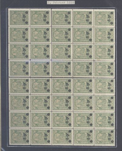 Dt. Bes. 1. WK Stadtpost Warschau, ungebrauchter Bogen der 6 Groszy