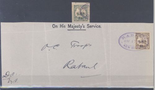 Dt. Kolonien Neuguinea G.R.I. Dienst Michel Nr. 1-2 gestempelt, Brief VS