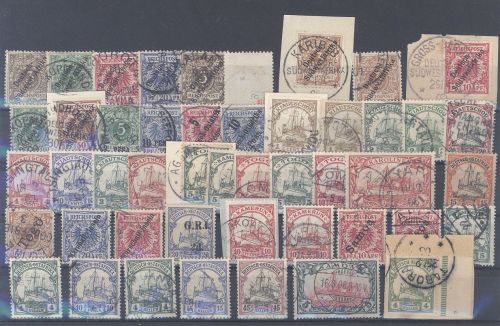 Dt. Kolonien, umfangreicher gestempelter Posten auf Steckkarte