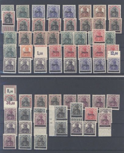 Saargebiet Sarre Ausgaben, ** Posten auf 3 Steckkarten