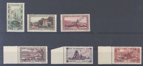 Saargebiet Dienst Michel Nummer 16-21, Freimarken 1927 **