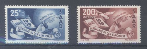 Saarland Michel Nummer 297-98, Europarat 1950 ungebraucht *