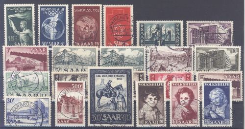 Saarland Michel Nummer 314-40, Jahrgang 1952 gestempelt