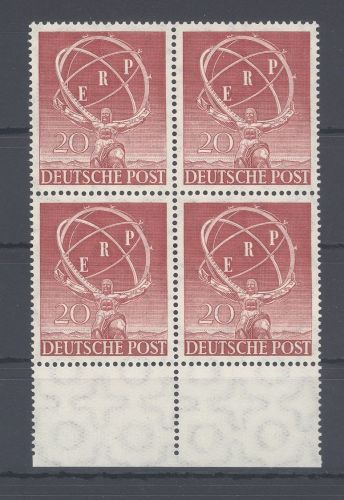 Berlin Michel Nummer 71, ERP 1950 als ** Randviererblock
