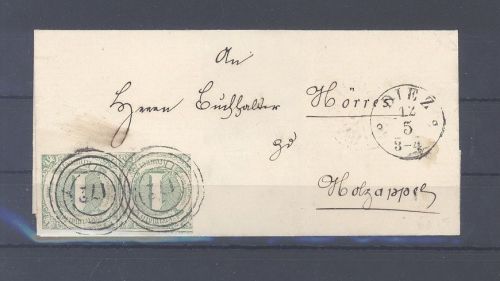 Thurn & Taxis, Brief mit 1 Kreuzer im Paar als MeF aus Diez