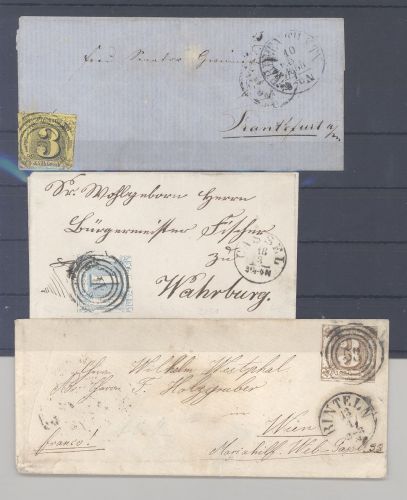 Thurn & Taxis, 3 Briefe mit verschiedenen Silbergroschenfrankaturen