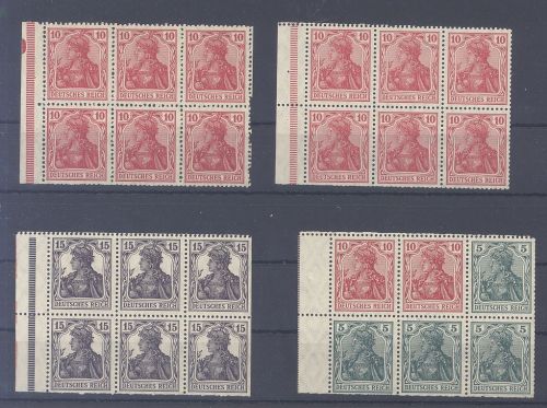 Dt. Reich, 4 ** Germania Heftchenblätter als Posten