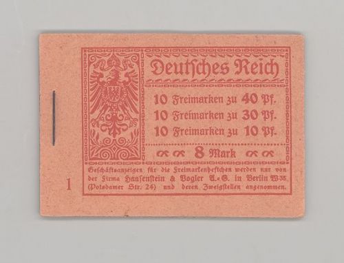 Dt. Reich, Markenheftchen Michel Nummer 14.1 A, Germania 1921 **