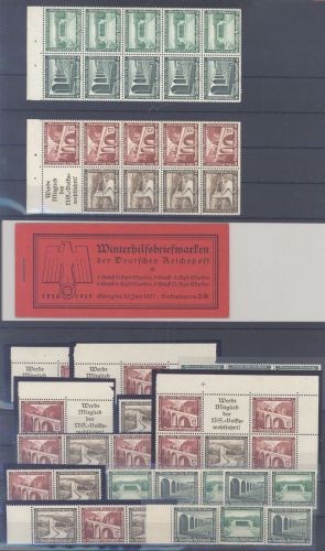Dt. Reich, ** Posten Zusammendrucke aus WHW 1936 auf 2 Steckkarten
