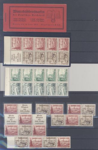 Dt. Reich, ** Posten Zusammendrucke aus WHW 1937 auf 3 Steckkarten
