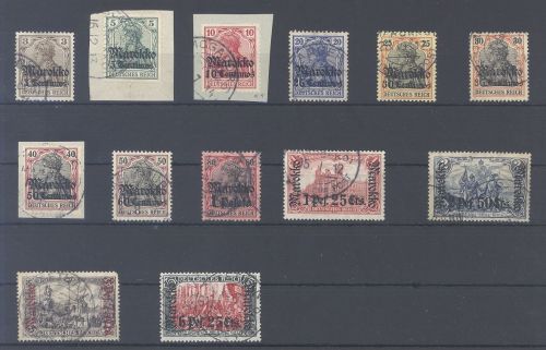 Deutsche Post Marokko Michel 46-58, Freimarken 1911 gestempelt