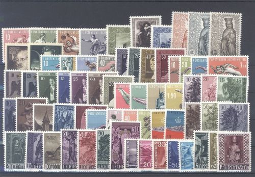 Liechtenstein Michel Nummer 322-388, Jahre 1954-59 komplett **