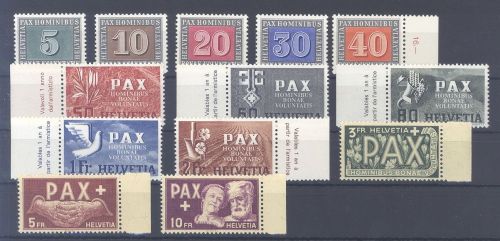 Schweiz Michel Nummer 447-59, PAX 1945 **