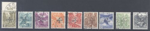Schweiz Dienst Michel Nummer 19-27, Freimarken 1937 gestempelt