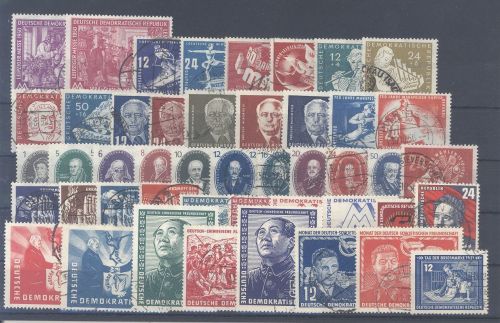 DDR, gestempelter Posten aus 1950-52 auf Steckkarte