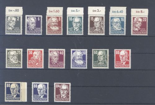 DDR Michel Nummer 327-41, Freimarken 1952-53 **