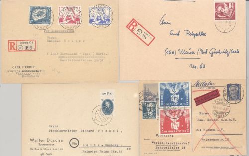 DDR, 4 interessante Belege aus 1950-51 als Posten
