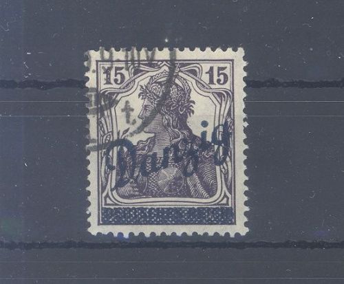 Danzig Michel Nummer 22b, 15 Pfg. Freimarke 1920 gestempelt, gp. BPP
